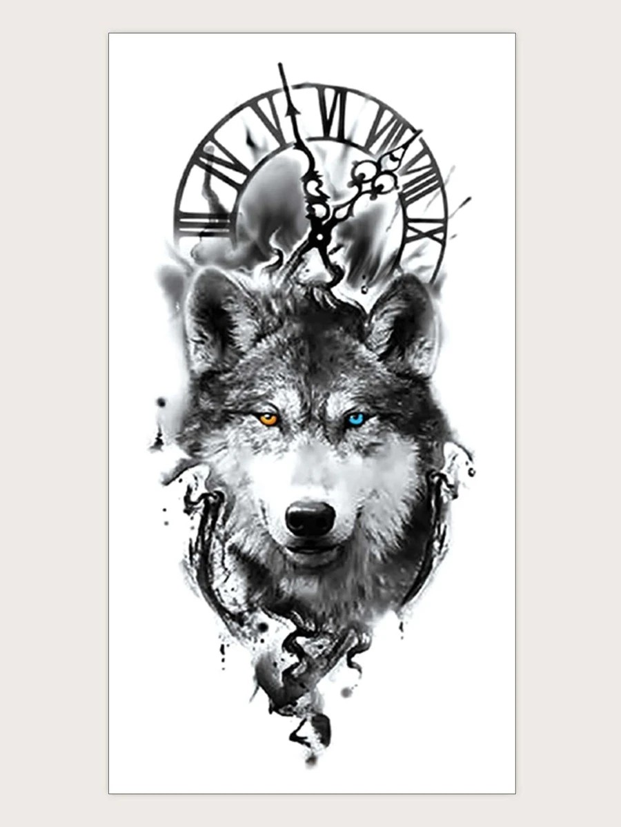 Dočasné tetovanie - vlk-hodiny