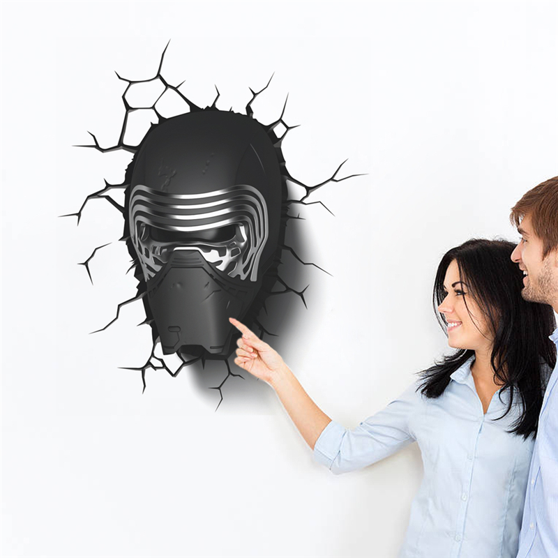 3D Star Wars Darth SAMOLEPKA  Vader portrét na stene