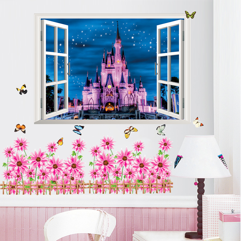 3D samolepka na stenu  Pohľad z okna Princess Castle 