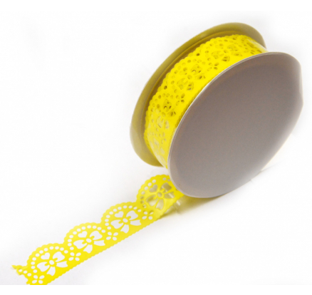 Samolepiace čipka - žlté mašličky 1,8 cm x 1 m