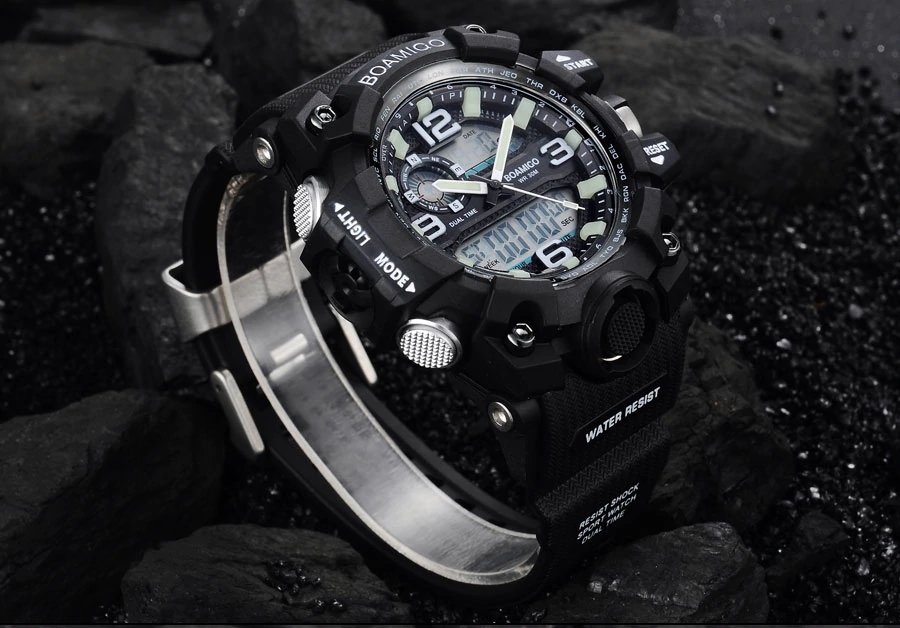Športové hodinky BOAMIGO Značka Digital LED čierna s rámčekom