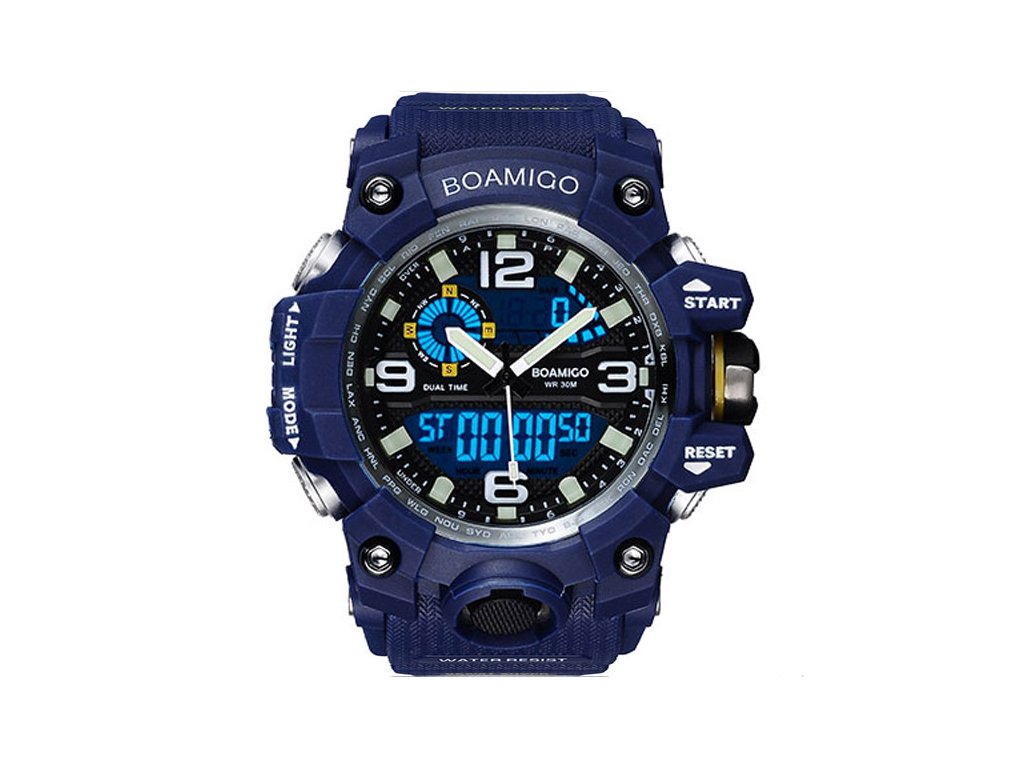 Športové hodinky BOAMIGO Značka Digital LED modrá s rámčekom