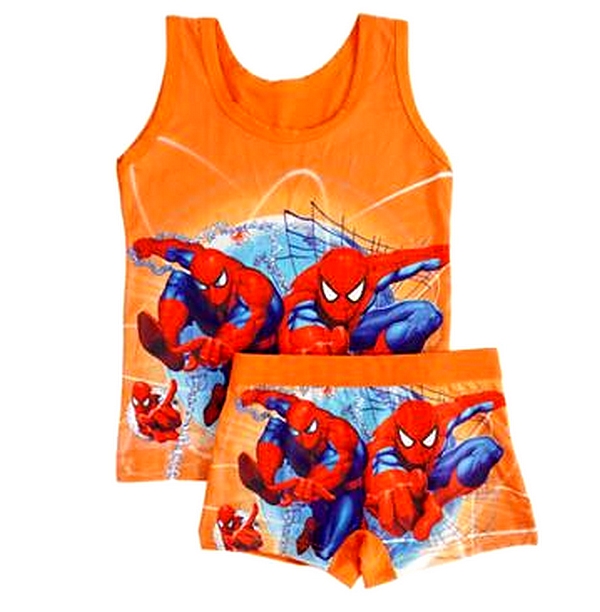 Detská bavlnená súprava Spiderman tmavo oranžová