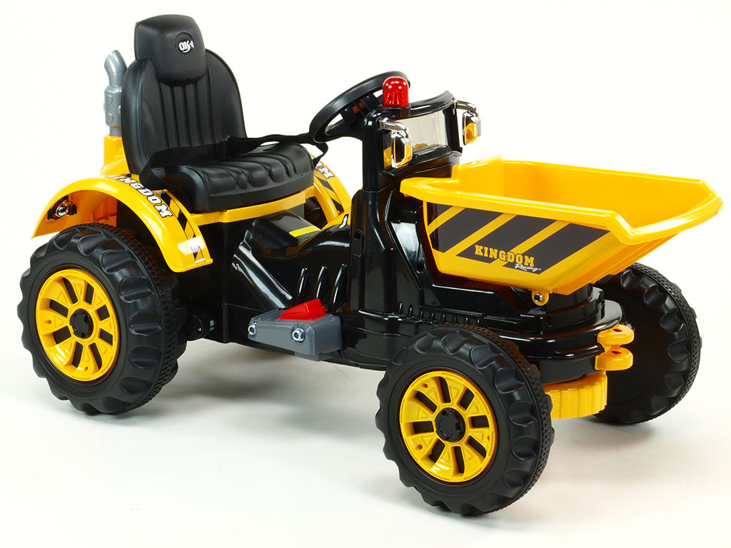 Elektrický traktor Kingdom s korbou žltý