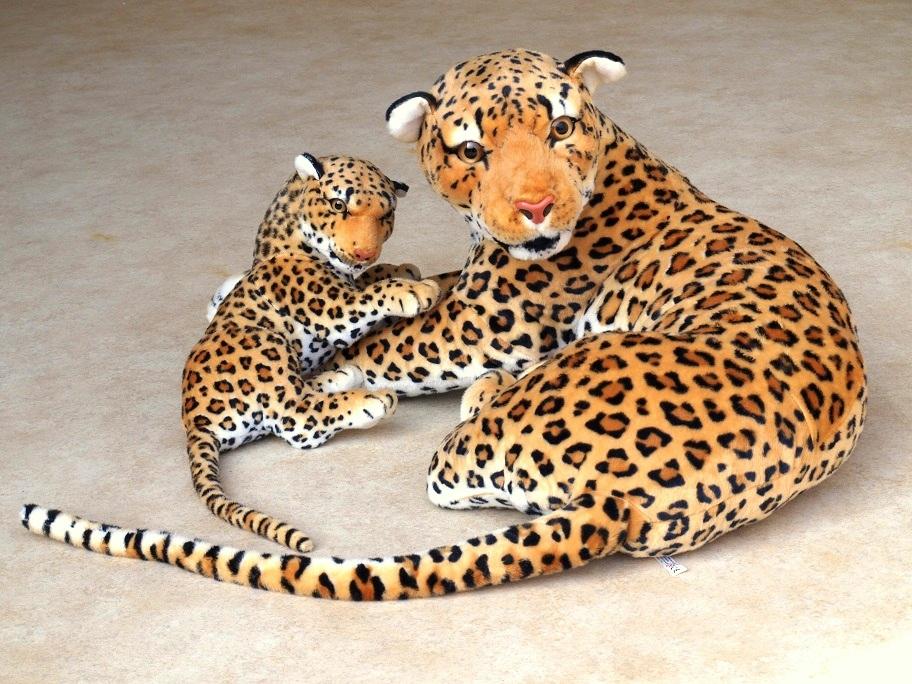 Plyšová leopardí mama s mláďaťom, dĺžka 140/65 cm