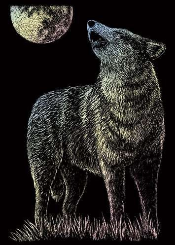 Seškrabovací obrázok - mini - holografický - Osamelý vlk