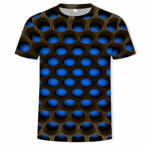 3D tričko ilúzie kolieska modrá