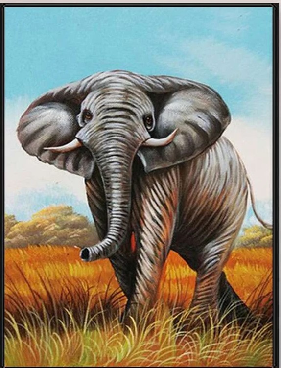 Diamantové maľovanie slon v buši