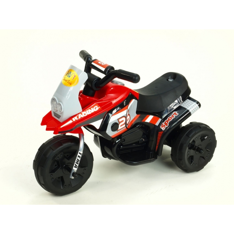 Elektrická motorka Racing sport 6V, s 2 svetlami a hudbou, pre najmenších, červe