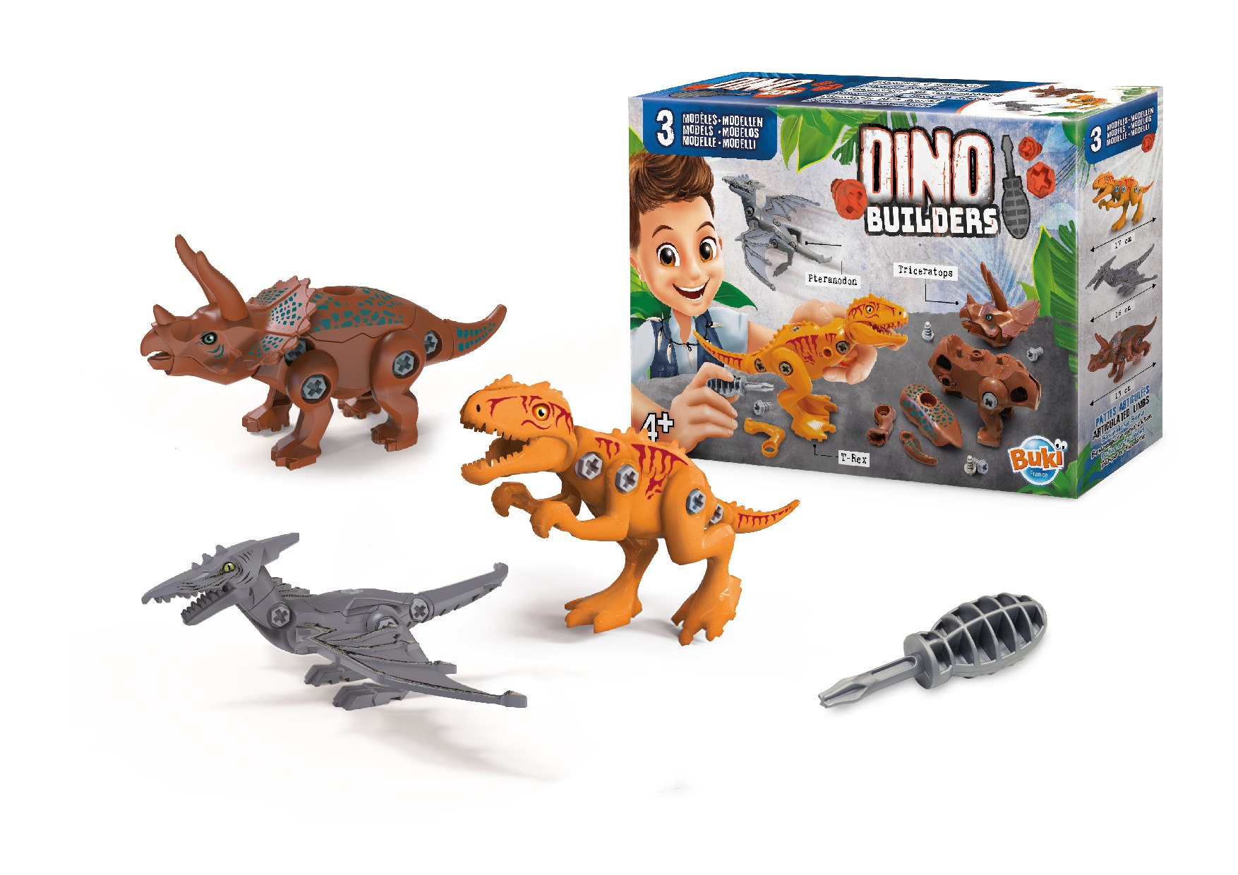 Súprava dinosaurov BUKI DinoBuilders 3