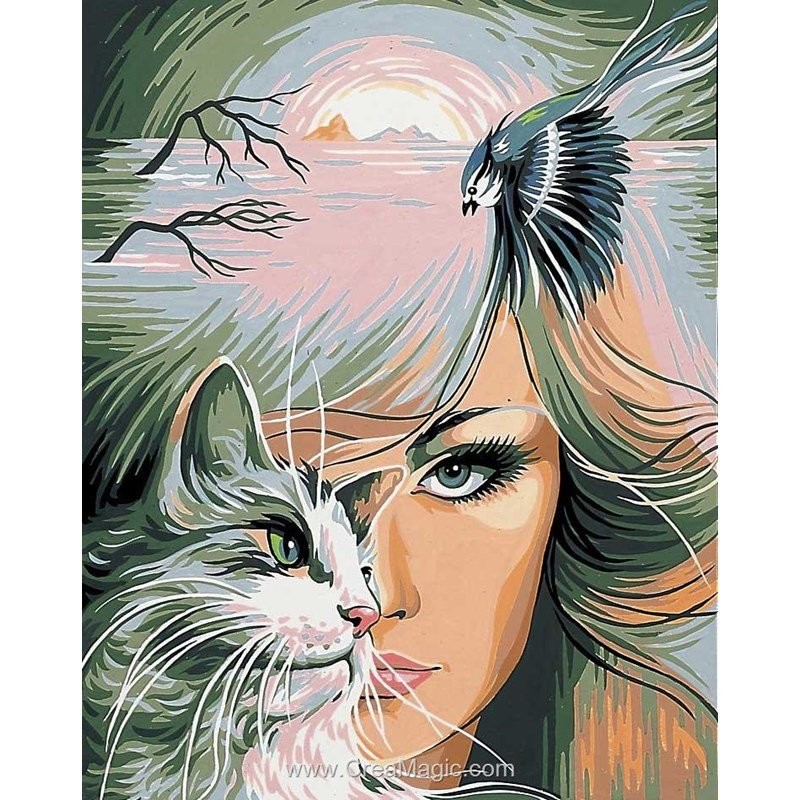 Diamantové maľovanie Dievča s mačkou