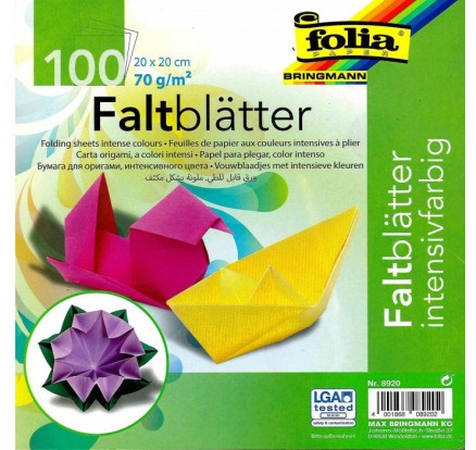 Papiere na skladanie Origami, 100 listov, 20x20 cm, 70g - mix farieb