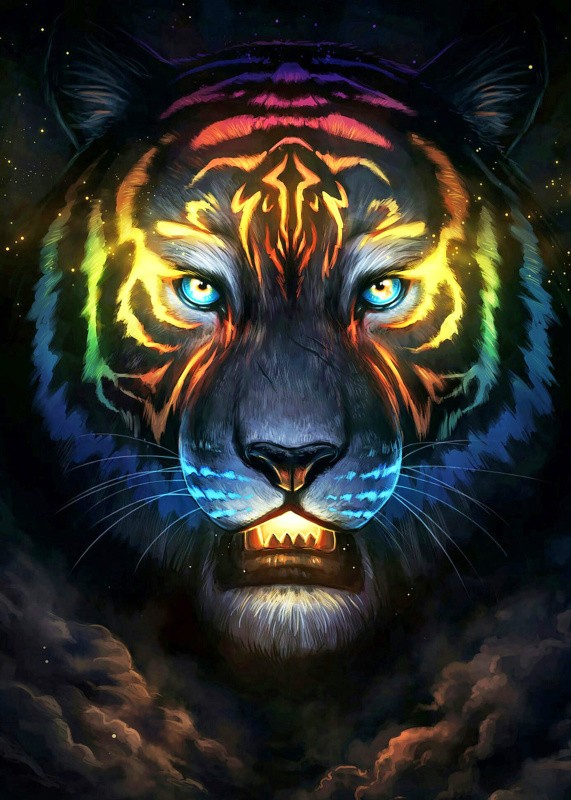 Diamantové maľovanie svietiace v tme - Tiger