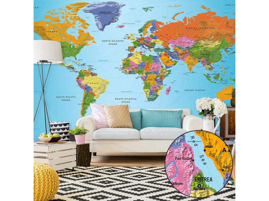 Samolepiaca fototapeta -World Map: Colourful Geography II