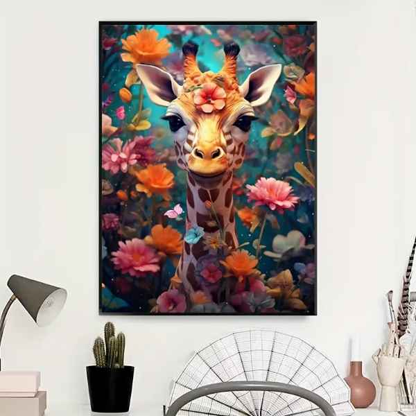 Diamantové maľovanie kvetinová žirafa